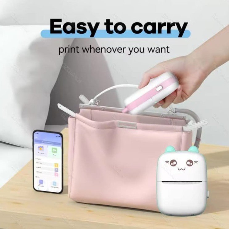 Mini Cat Thermal Printer - Portable Bluetooth Printer for Kids Learning & Notes